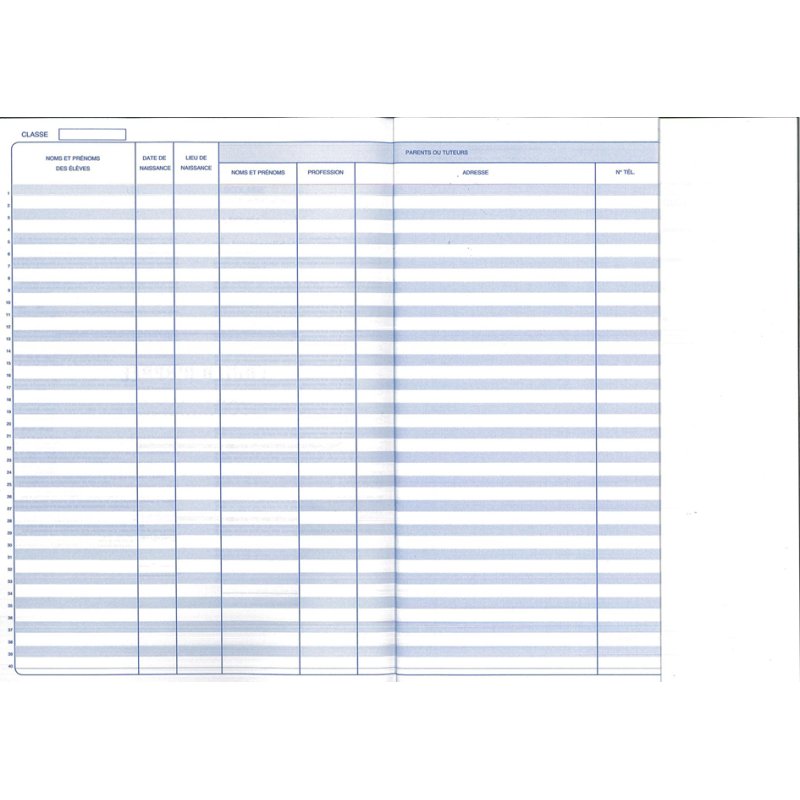 Dagelijks roepregister, 28 pagina's, 40 leerlingen